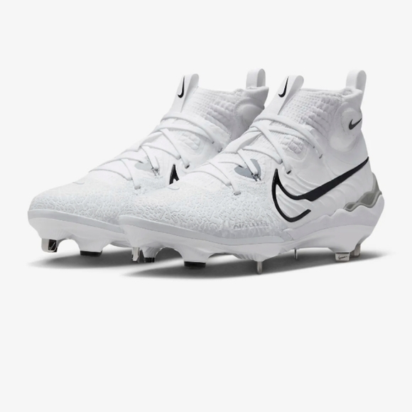 NWOB Nike Alpha Huarache NXT Metal Baseball Cleats White Black Gray - Picture 1 of 16